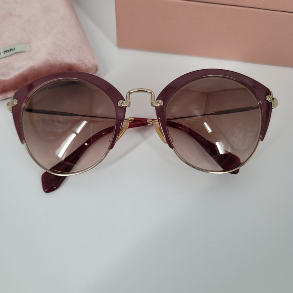 Miu Miu Sunglasses SMU-53R 52mm Brown Burgundy with Box and Case - Picture 2 of 10
